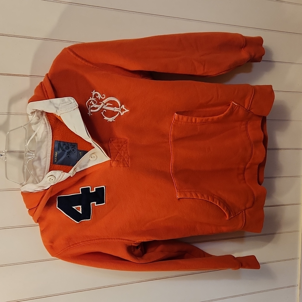 Old Navy Long Sleeve Hooded Pullover Orange - Boys (8) Medium